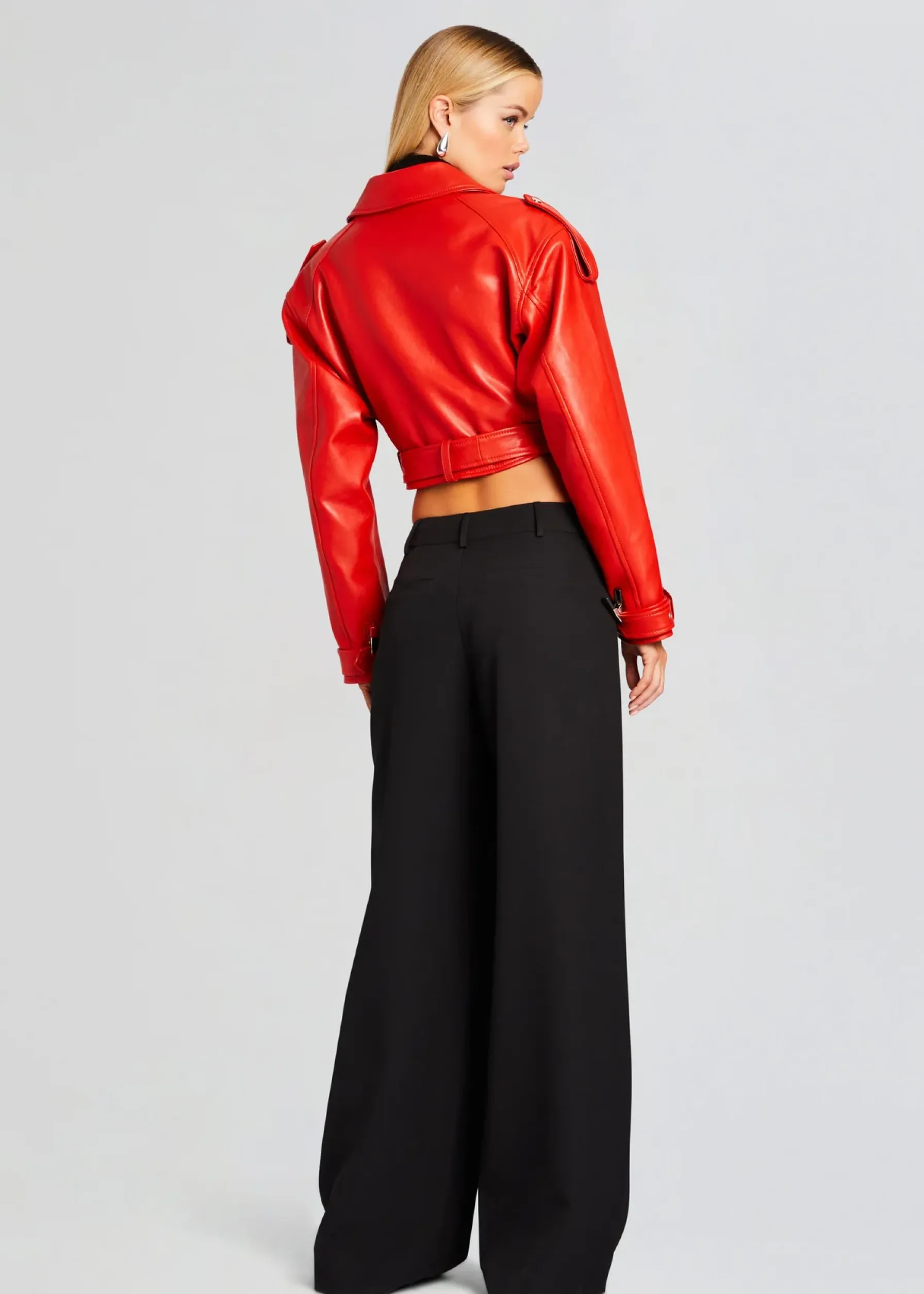 Retrofete Victoria Leather Jacket Fiery Red Cheap