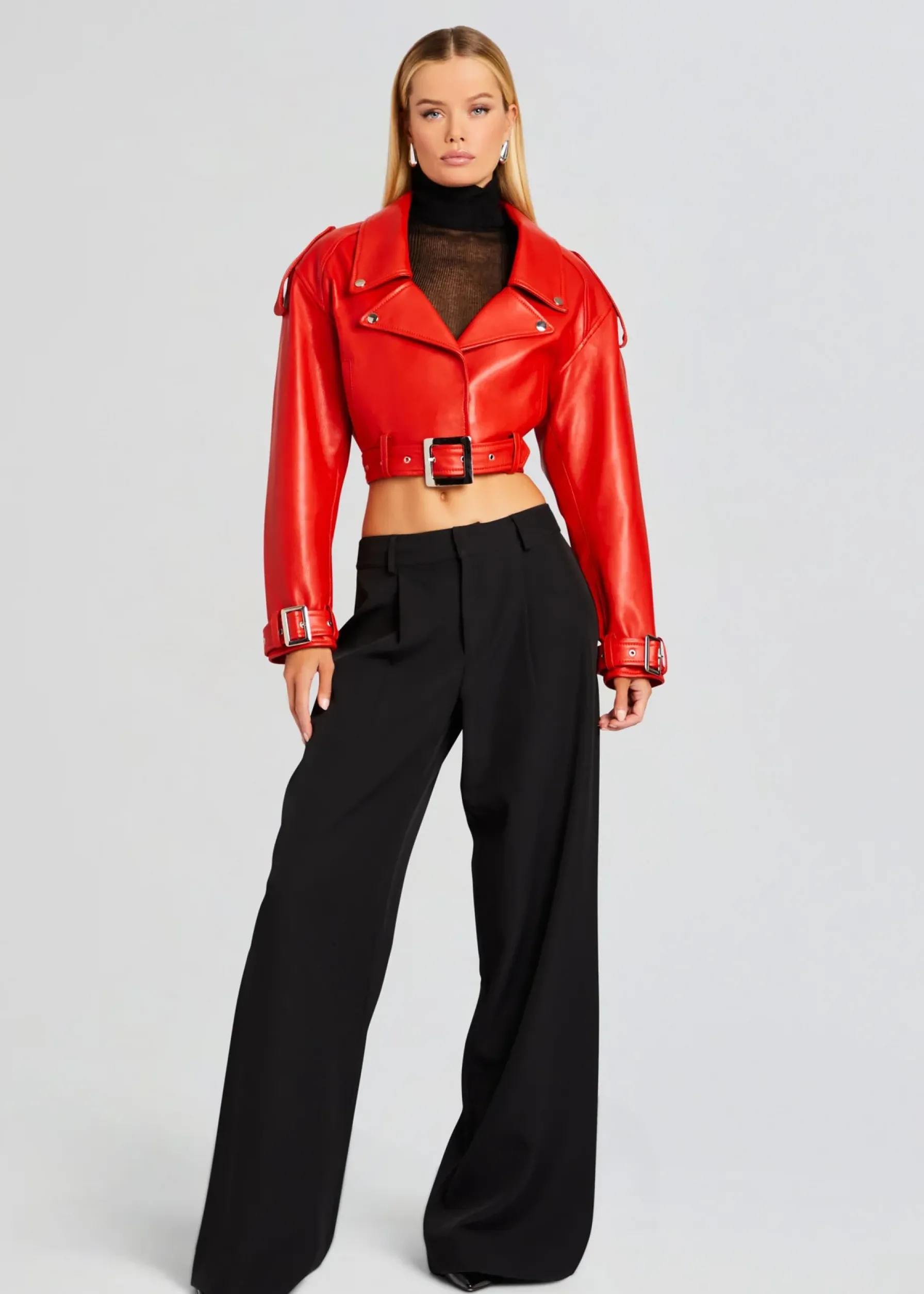 Retrofete Victoria Leather Jacket Fiery Red Cheap