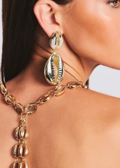 Retrofete Vida Shell Earrings Gold New