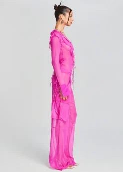 Retrofete Viviane Silk Chiffon Pant Neon Pink Cheap