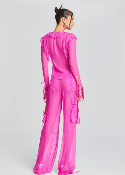 Retrofete Viviane Silk Chiffon Pant Neon Pink Cheap