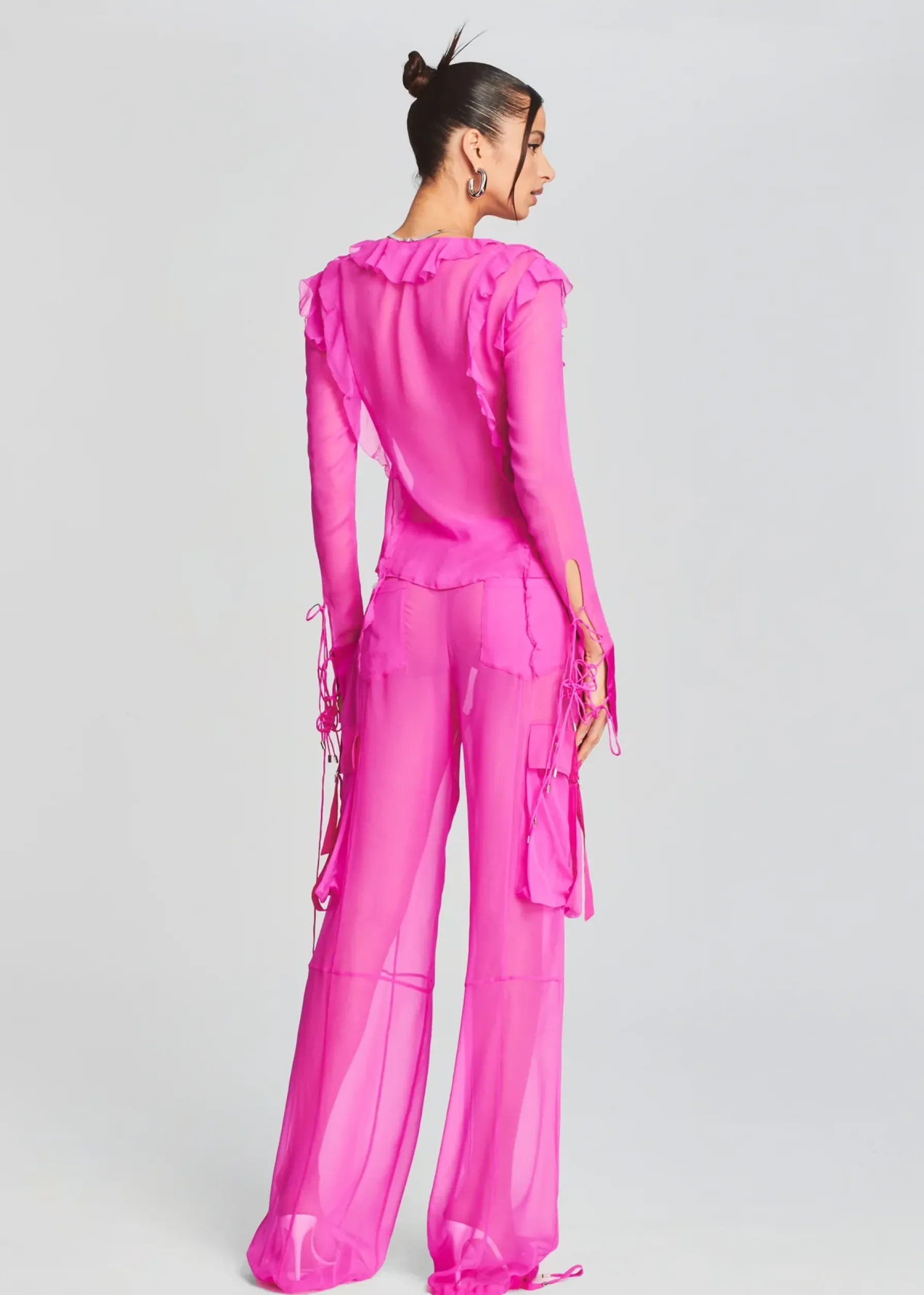 Retrofete Viviane Silk Chiffon Pant Neon Pink Cheap