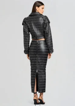 Retrofete Whitley Embellished Leather Skirt Black Online