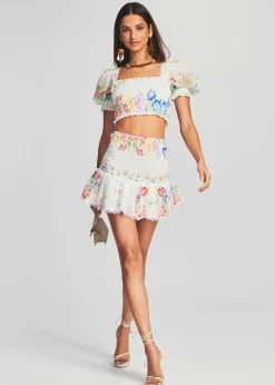 Retrofete Yane Short Skirt Garden White Print Sale