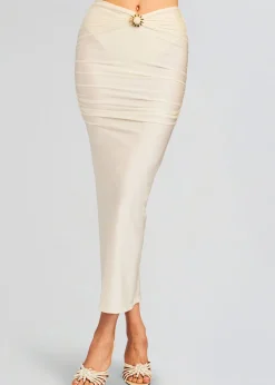 Retrofete Yara Lyrca Maxi Skirt Cream Clearance