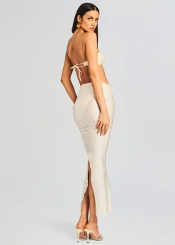 Retrofete Yara Lyrca Maxi Skirt Cream Fashion