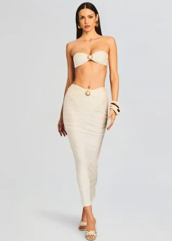 Retrofete Yara Lyrca Maxi Skirt Cream Fashion