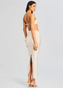 Retrofete Yara Lyrca Maxi Skirt Cream Discount