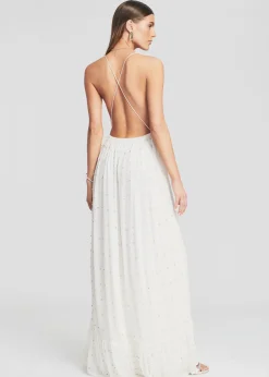 Retrofete Zadie Embellished Silk Chiffon Dress White New