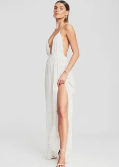 Retrofete Zadie Embellished Silk Chiffon Dress White Fashion