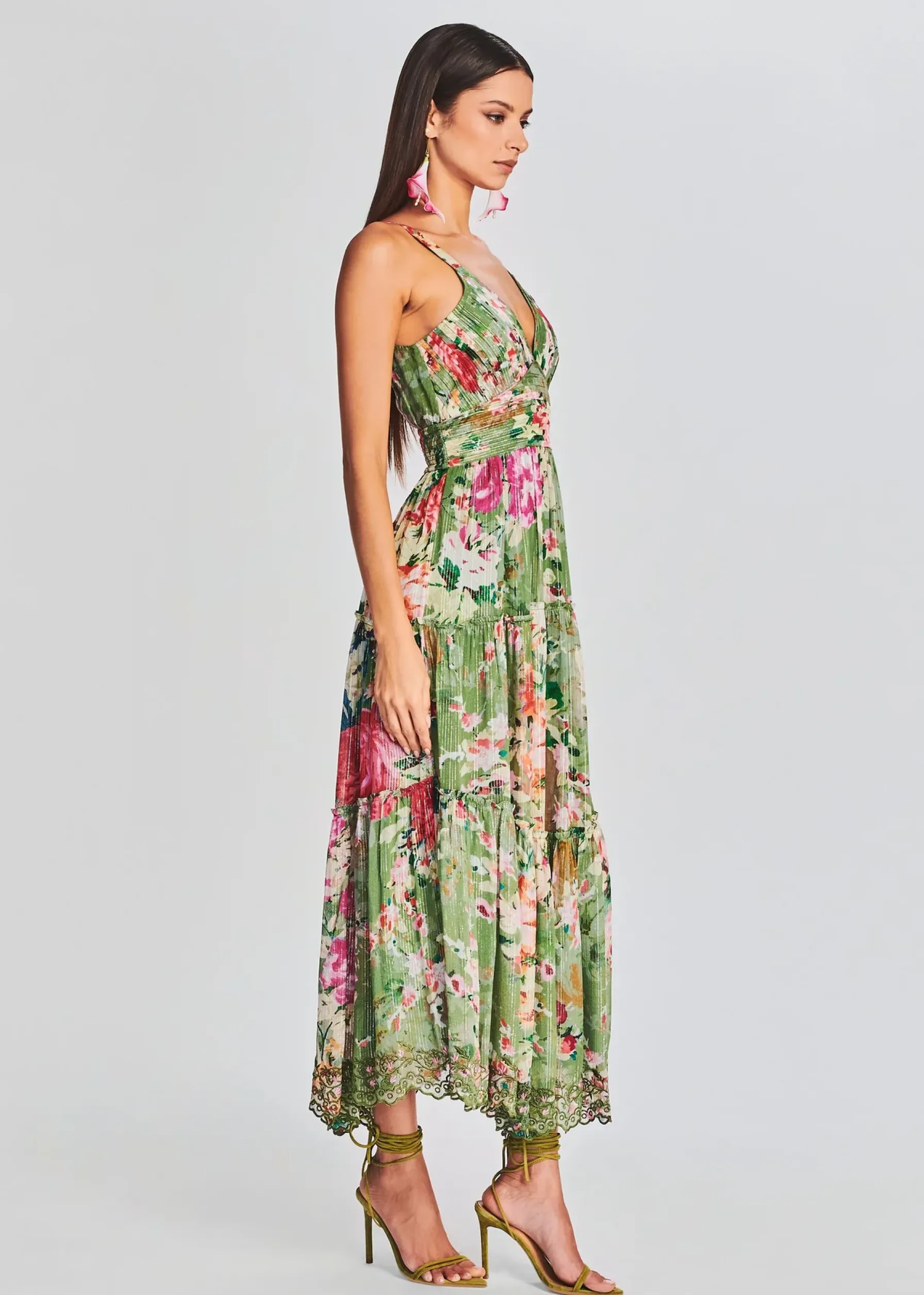 Retrofete Zaria Long Dress Military Green Clearance