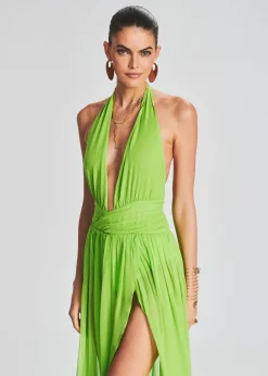 Retrofete Zion Silk Chiffon Dress Lime Punch Fashion