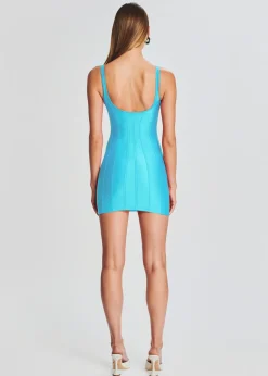 Retrofete Zoe Lycra Mini Dress Turquoise Outlet