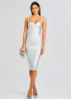 Retrofete Zora Coated Knit Dress Coated Silver Hot