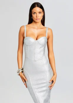 Retrofete Zora Coated Knit Dress Coated Silver Hot