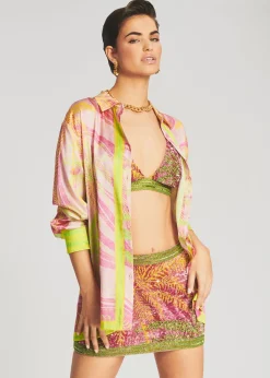 Retrofete Zulu Sequin Palm Skirt Tropical Palm Outlet